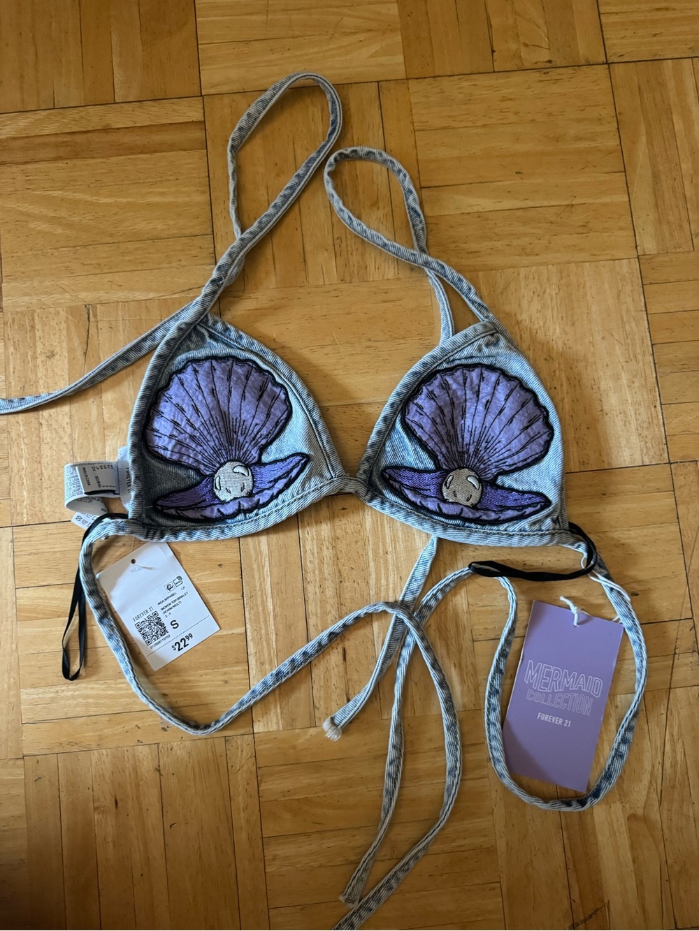 Forever 21 Lavender and Blue Mermaid Shell Triangle Bikini Top